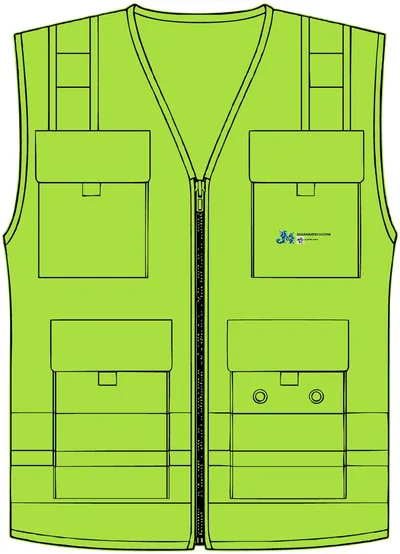 Unisex Professional Surveyors Vest in Lime
