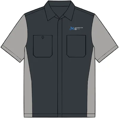Short Sleeve Ripstop Crew Shirt in Charcoal/ Light Grey