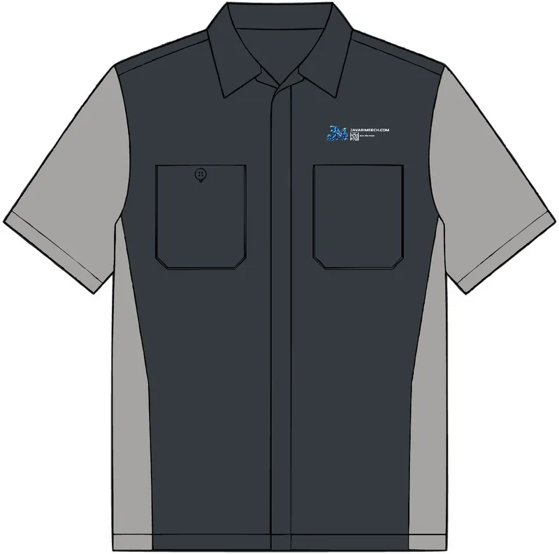 Short Sleeve Ripstop Crew Shirt in Charcoal/ Light Grey