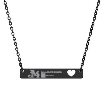 Cutout Heart Bar Necklace (Engraving) in Black PVD coating