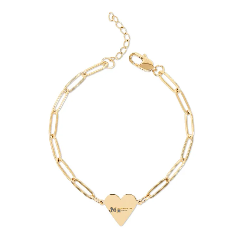 Paperclip Heart Bracelet (Engraving) in 18K Gold PVD coating