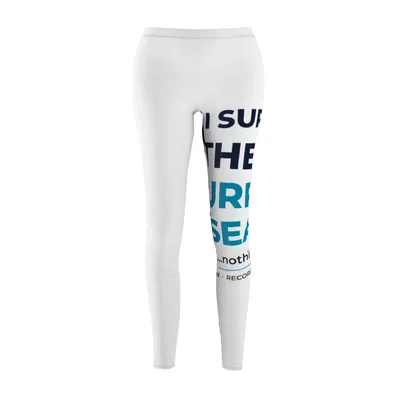 Women's Cut & Sew Casual Leggings (AOP) in White stitching