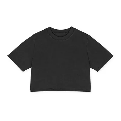Women's Heavy Faded Crop Tee in Faded Black