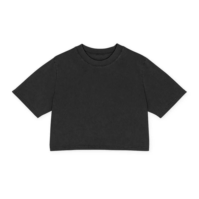 Women's Heavy Faded Crop Tee in Faded Black