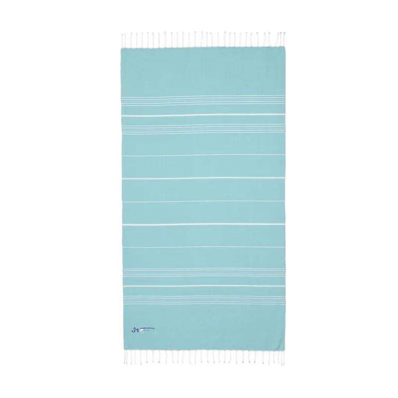 Cali Throw (Embroidery) in Aquamarine/ White