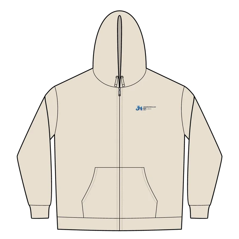 Stencil Zip Hood in Ecru