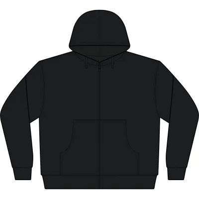 Men's Sherpa-Lined Full-Zip Hooded Sweatshirt in Black/ Natural