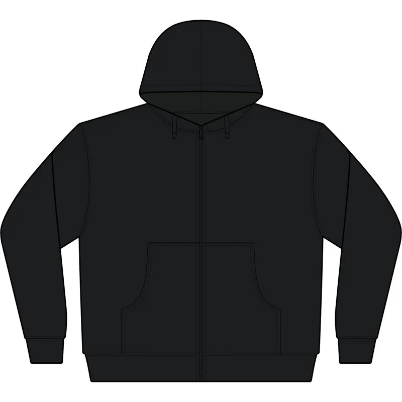 Men's Sherpa-Lined Full-Zip Hooded Sweatshirt in Black/ Natural