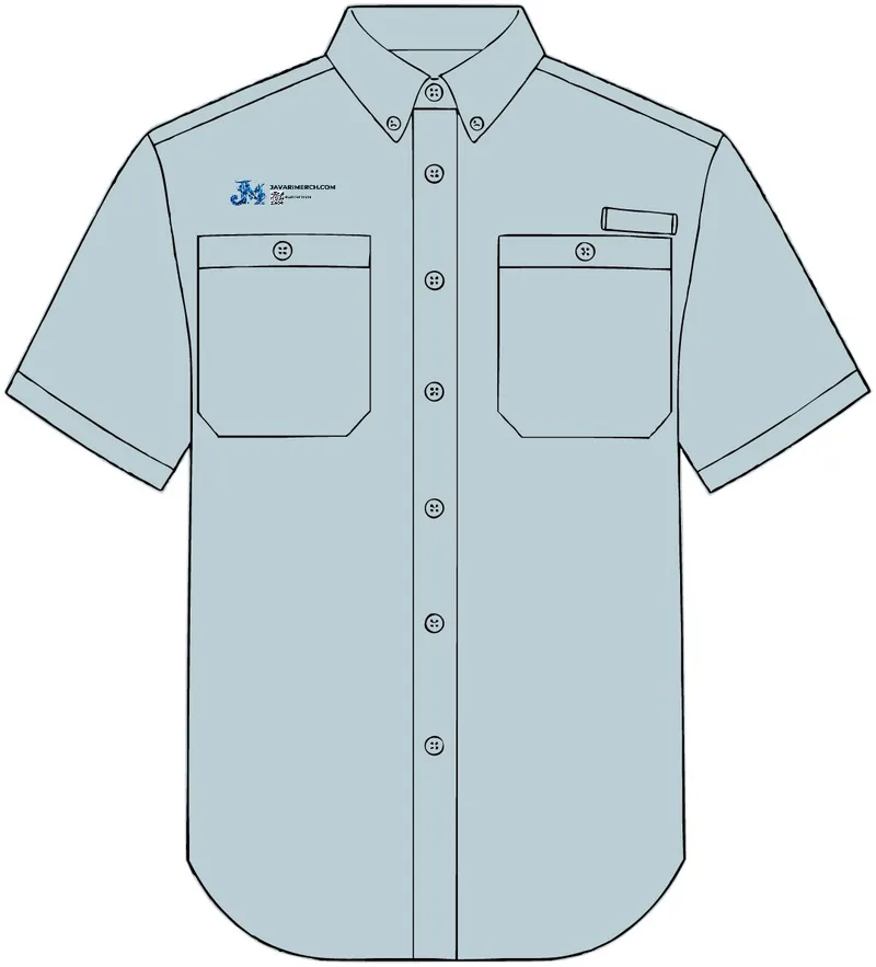 Men's Hatteras Performance Short Sleeve Fishing Shirt in Blue Mist