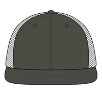 Snapback Flat Bill Trucker Cap — Grey Steel/ Black · One size
