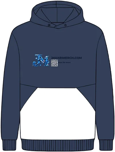 Unisex Mixed Media Hooded Sweatshirt in Navy/ Charcoal