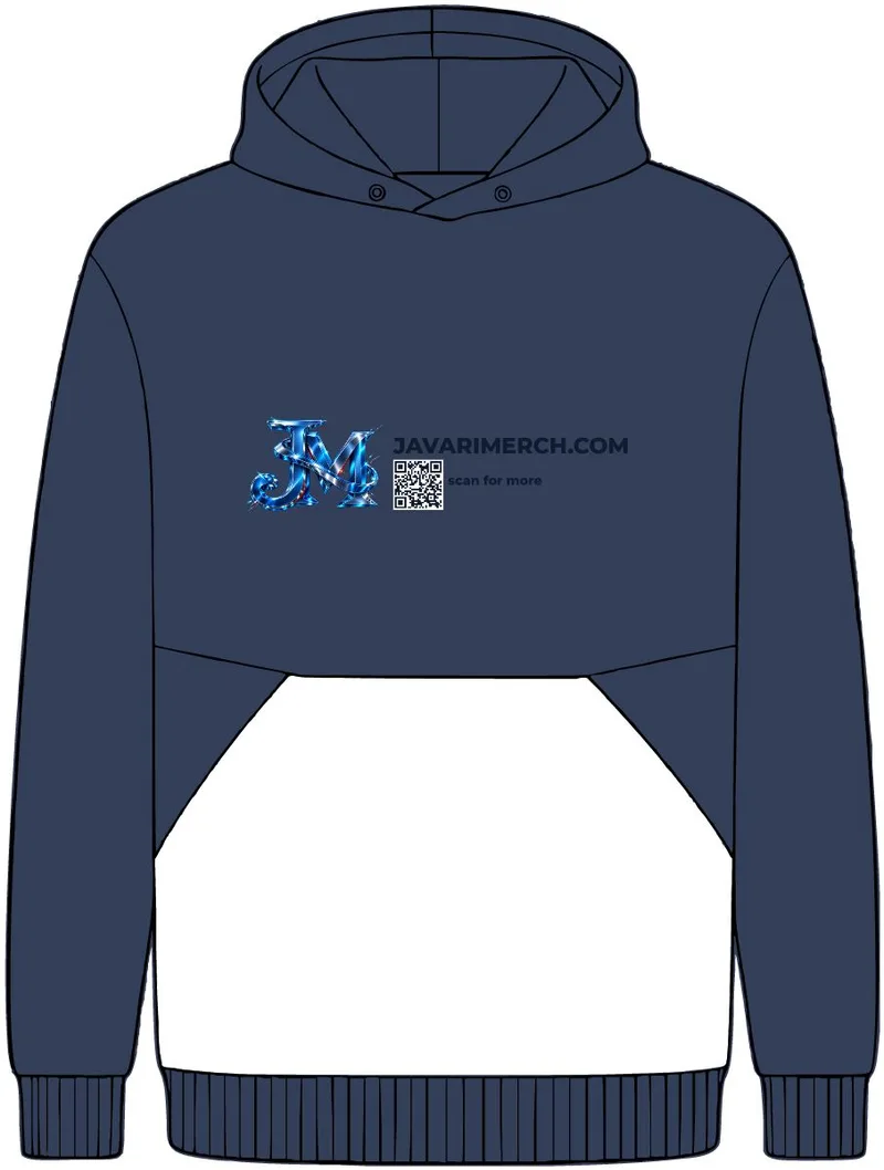 Unisex Mixed Media Hooded Sweatshirt in Navy/ Charcoal