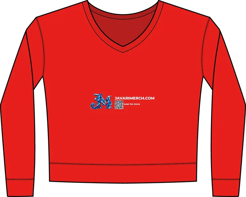 Garment-Dyed V-Neck Sweatshirt in Poppy