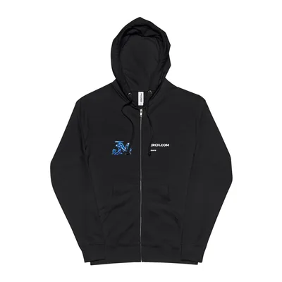 Unisex Fleece Zip Up Hoodie in Black