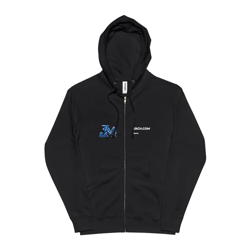 Unisex Fleece Zip Up Hoodie in Black
