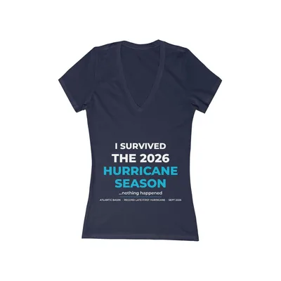 Women's Jersey Short Sleeve Deep V-Neck Tee in Navy