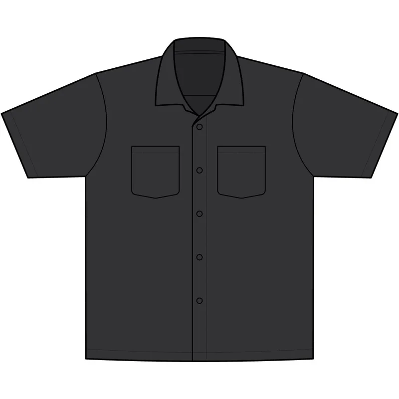 Short Sleeve Solid Ripstop Shirt in Black