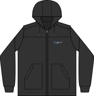 Duck Fleece Full-Zip Hooded Jacket in Black/ Heather Grey