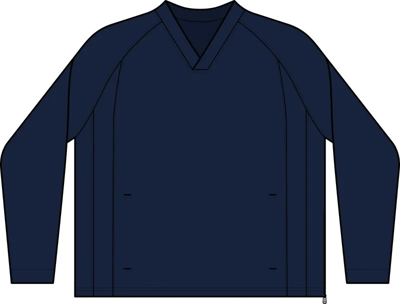 Tipped V-Neck Raglan Wind Shirt in True Navy/ White