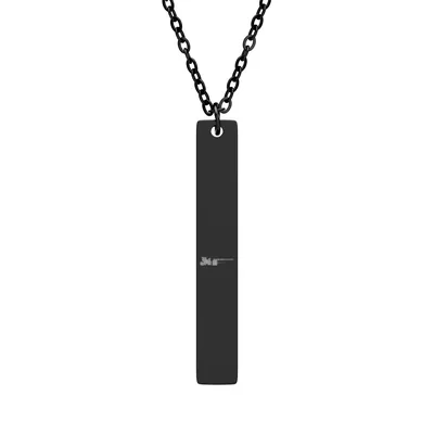 Vertical Bar Necklace (Engraving) in Black PVD coating