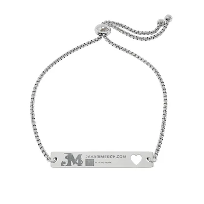 Adjustable Flat Cutout Heart Bar Bracelet (Engraving) in 18K Gold PVD coating