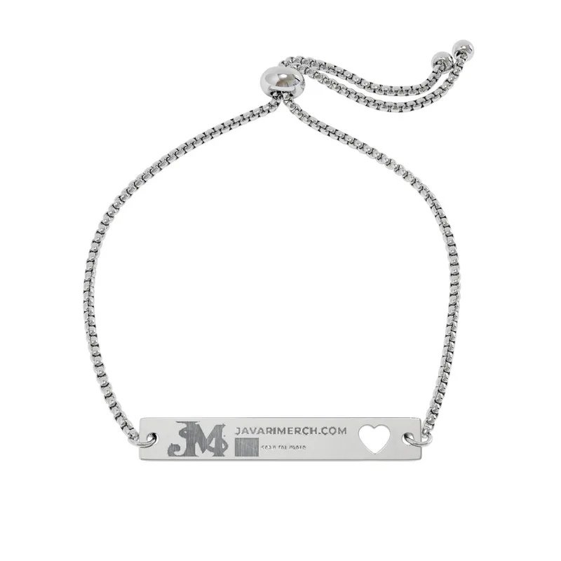 Adjustable Flat Cutout Heart Bar Bracelet (Engraving) in 18K Gold PVD coating