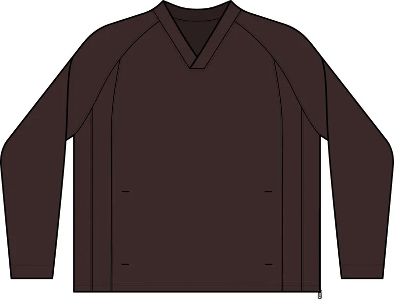 Tipped V-Neck Raglan Wind Shirt in Black/ True Red