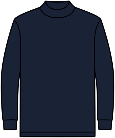 Interlock Knit Mock Turtleneck in Navy