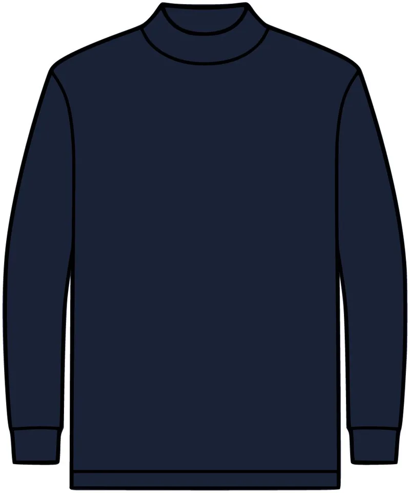 Interlock Knit Mock Turtleneck in Navy