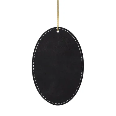 Leatherette Ornament, 3 Shapes (Engraving) in Black