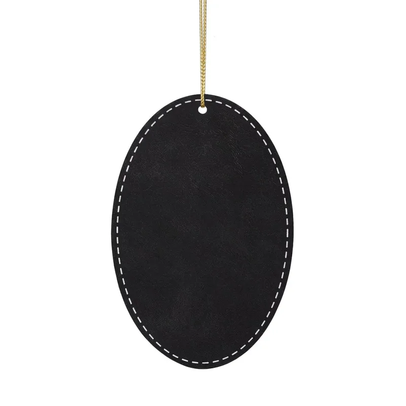 Leatherette Ornament, 3 Shapes (Engraving) in Black