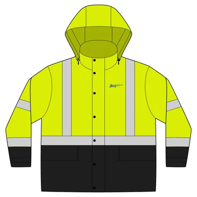 ANSI 107 Class 3 Rain Jacket in Safety Yellow/ Black