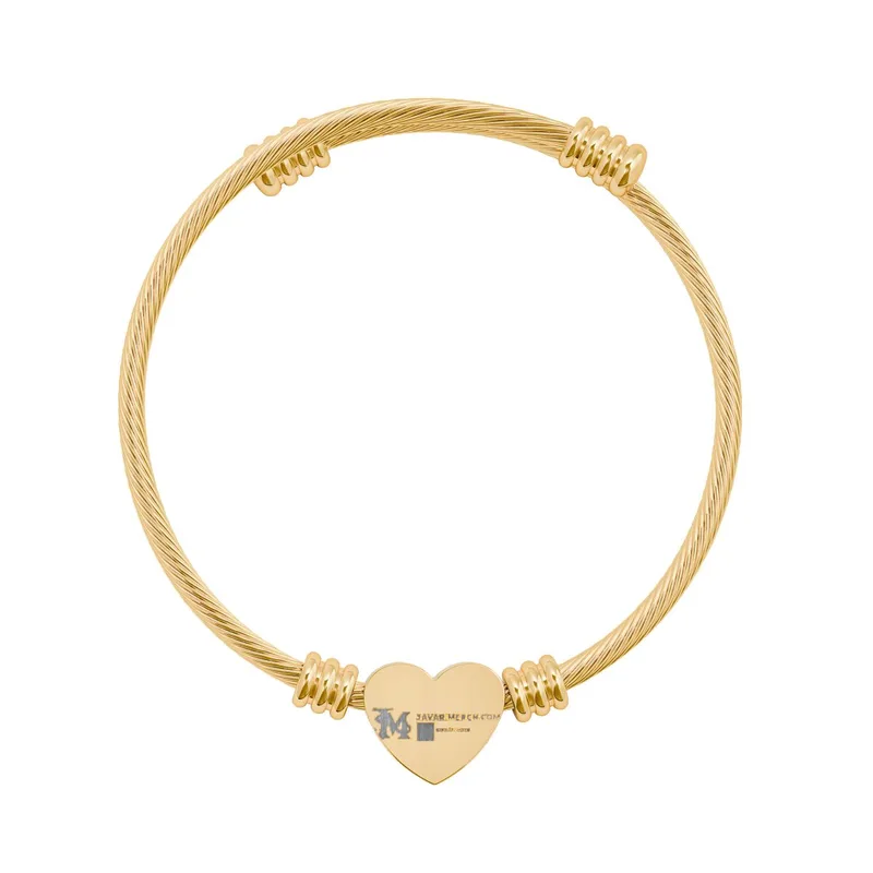 Heart Cuff Bracelet (Engraving) in 18K Gold PVD coating