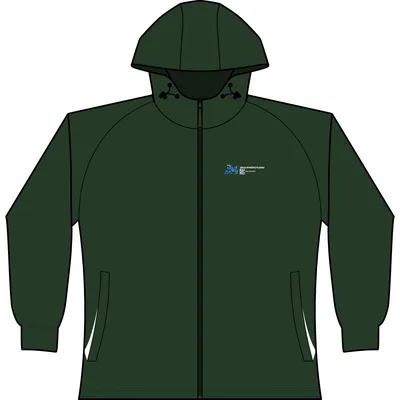 Women's Colorblock Hooded Raglan Jacket in Forest Green/ White