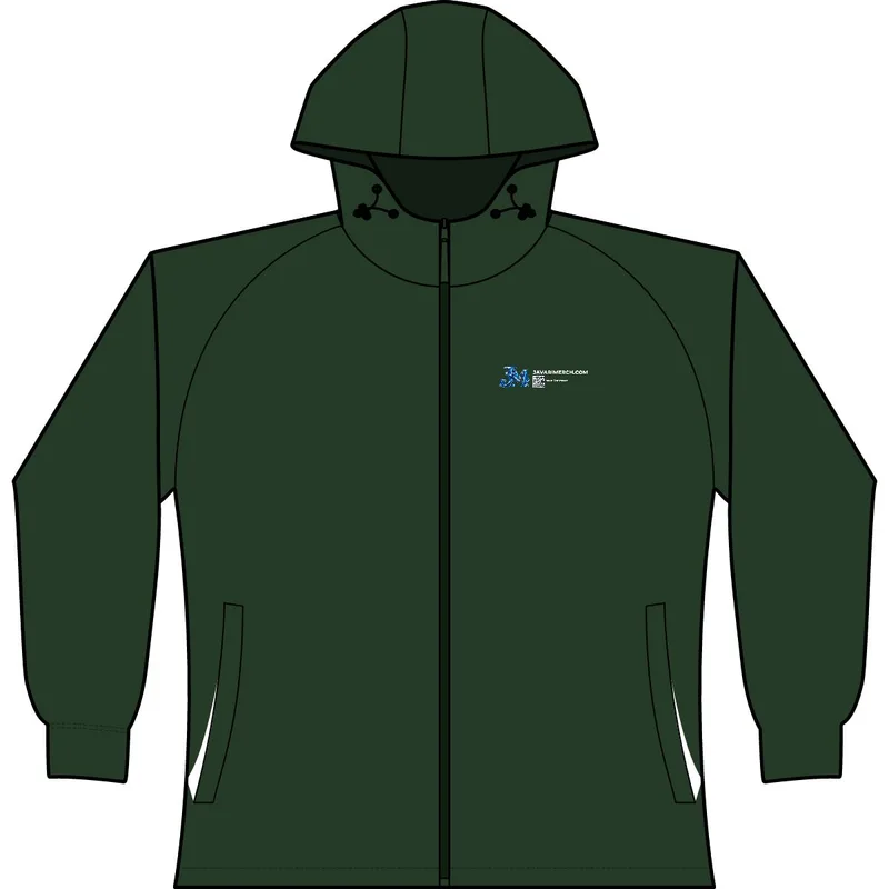 Women's Colorblock Hooded Raglan Jacket in Forest Green/ White