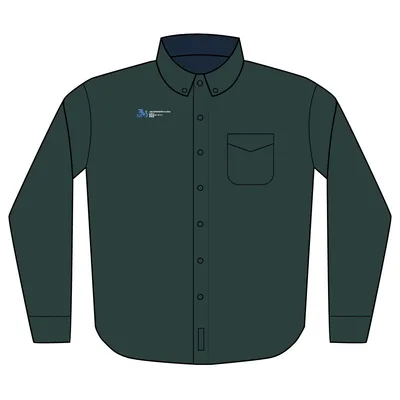Port Authority® Unisex Long Sleeve Shirt (Embroidery) in Dark Green/Navy