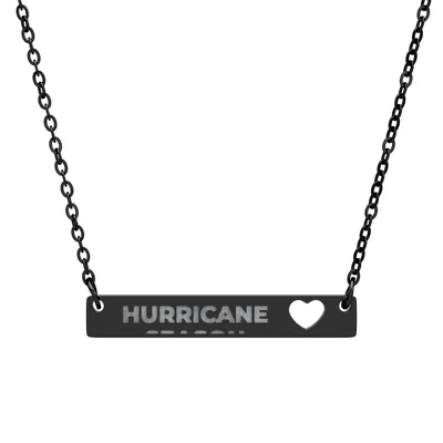 Cutout Heart Bar Necklace (Engraving) in Black PVD coating
