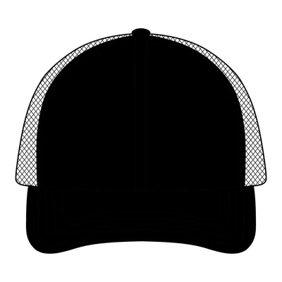 Acrylic-Wool Blend Flatbill Trucker in Black