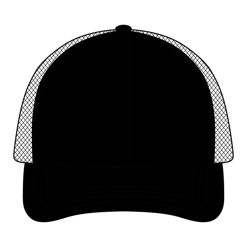 Acrylic-Wool Blend Flatbill Trucker in Black