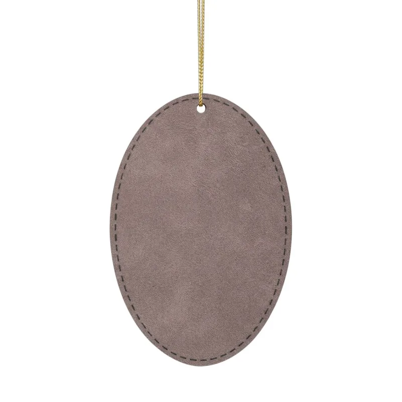 Leatherette Ornament, 3 Shapes (Engraving) in Gray