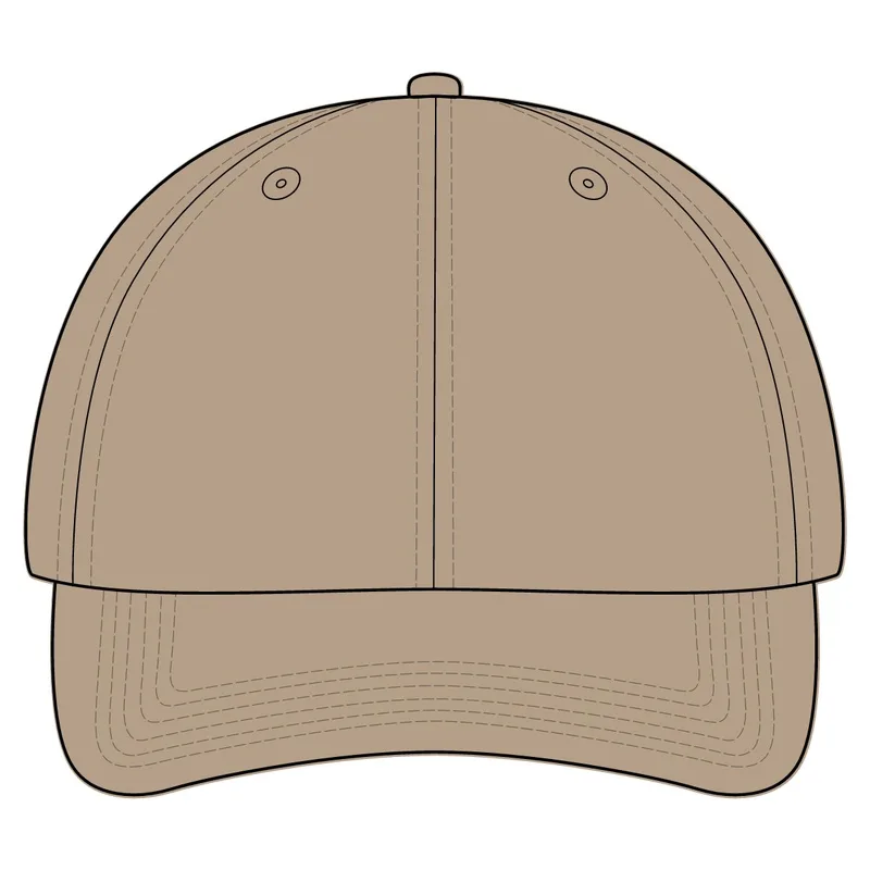 Sandwich Bill Cap with Striped Closure in Khaki/ Charcoal Blue